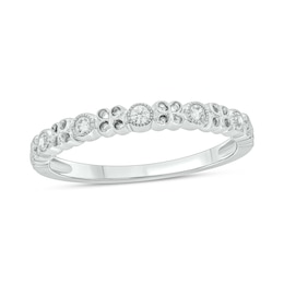 1/6 CT. T.W. Diamond Vintage-Style Clover Stackable Band in Sterling Silver