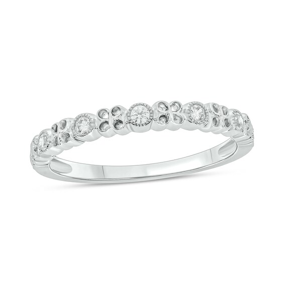 1/6 CT. T.w. Diamond Vintage-Style Clover Stackable Band in Sterling Silver