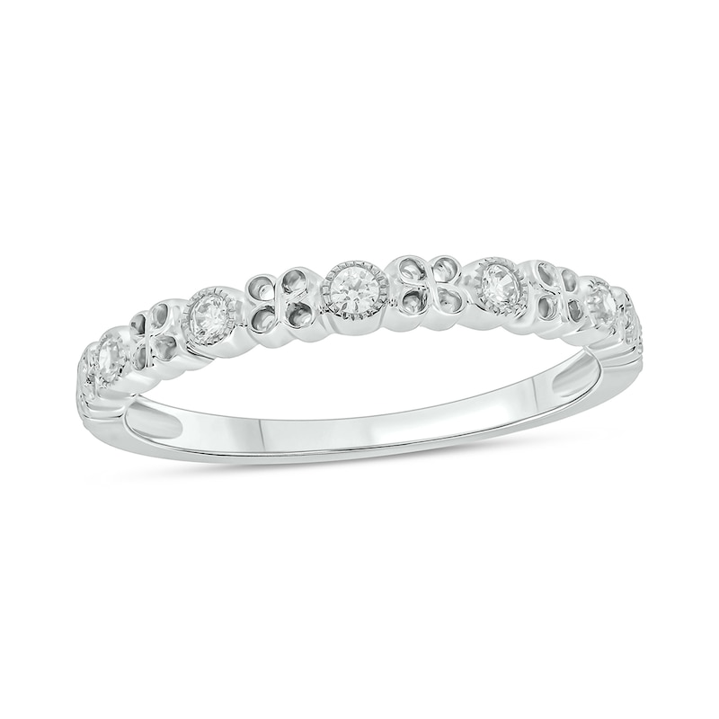 Main Image 1 of 1/6 CT. T.W. Diamond Vintage-Style Clover Stackable Band in Sterling Silver