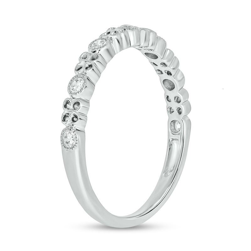 Main Image 2 of 1/6 CT. T.W. Diamond Vintage-Style Clover Stackable Band in Sterling Silver