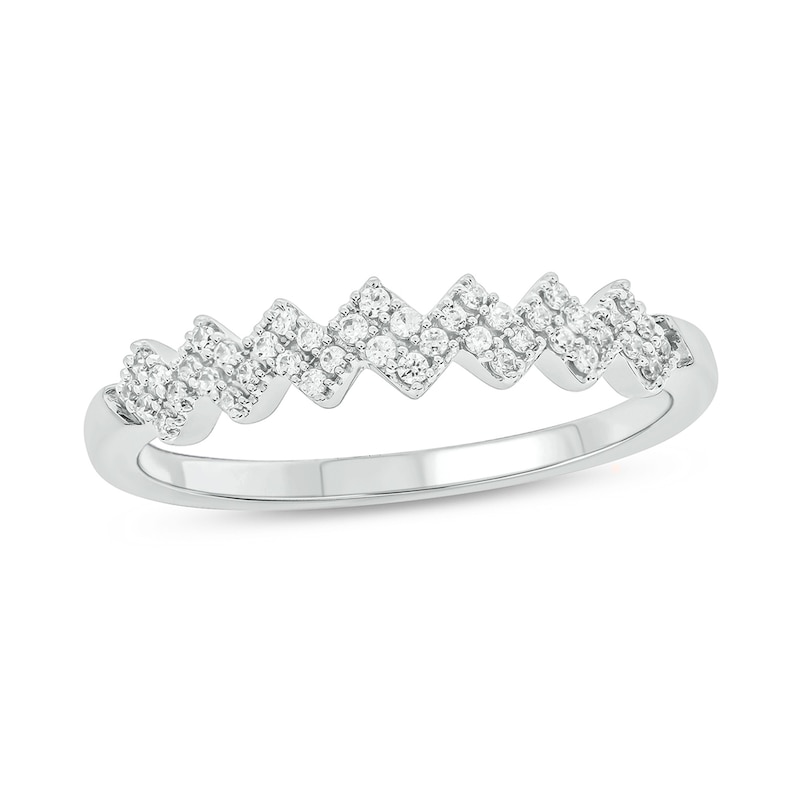 1/6 CT. T.W. Diamond Zig-Zag Stackable Band in 10K White Gold