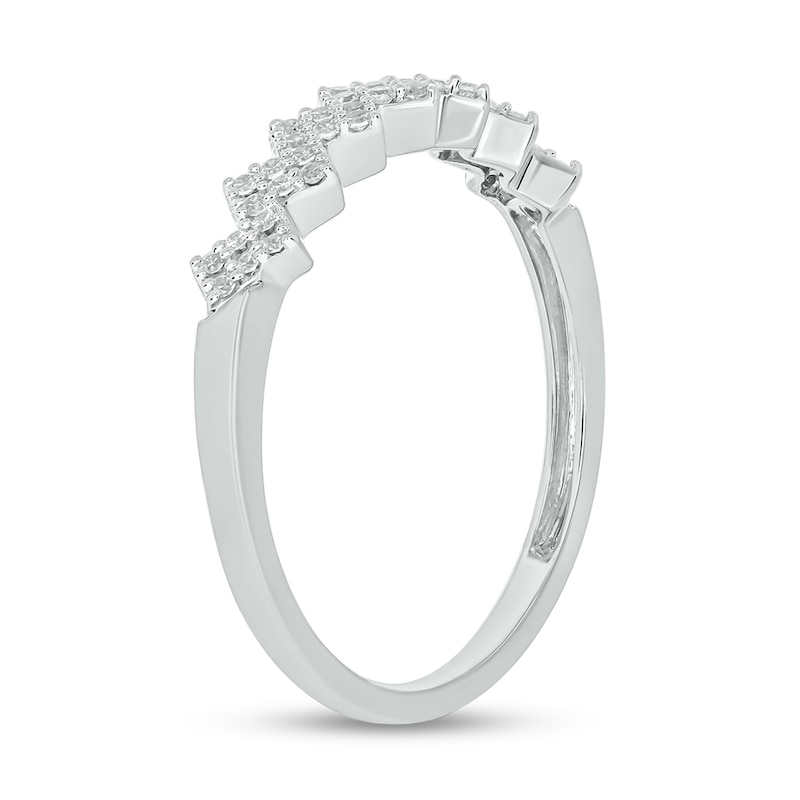 Main Image 2 of 1/6 CT. T.W. Diamond Zig-Zag Stackable Band in 10K White Gold