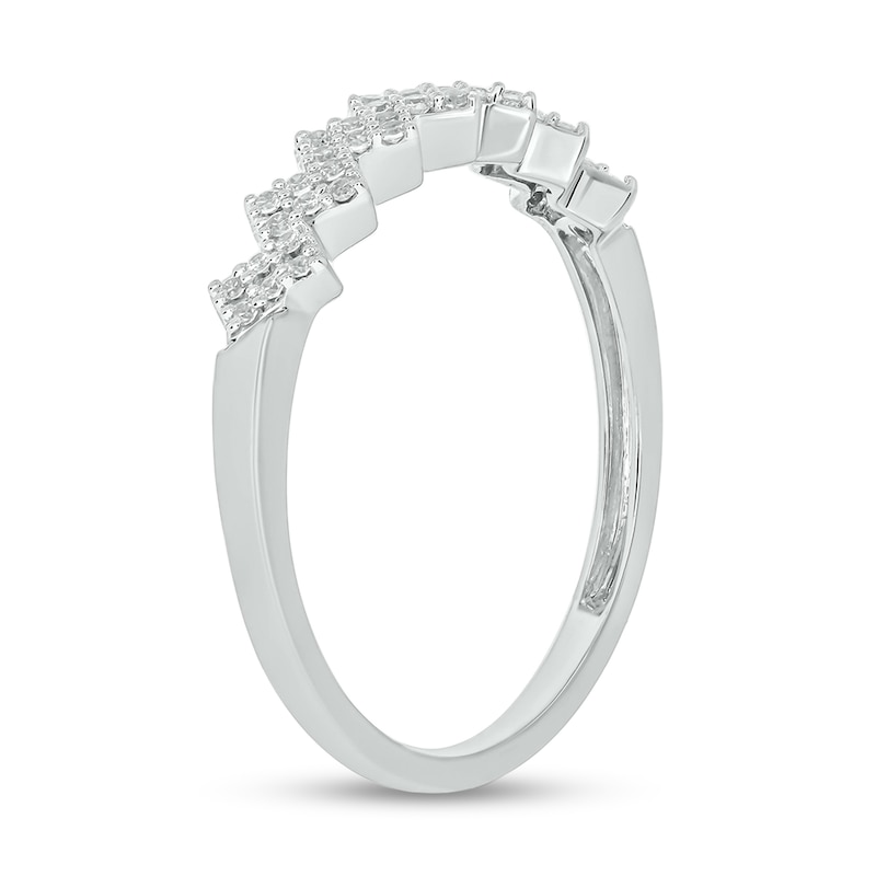 1/6 CT. T.W. Diamond Zig-Zag Stackable Band in 10K White Gold