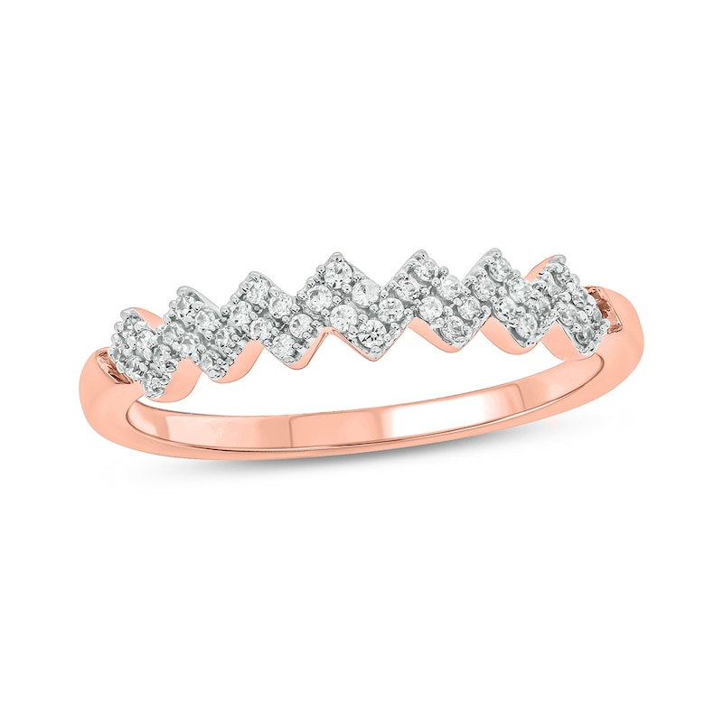 1/6 CT. T.W. Diamond Zig-Zag Stackable Band in 10K Rose Gold