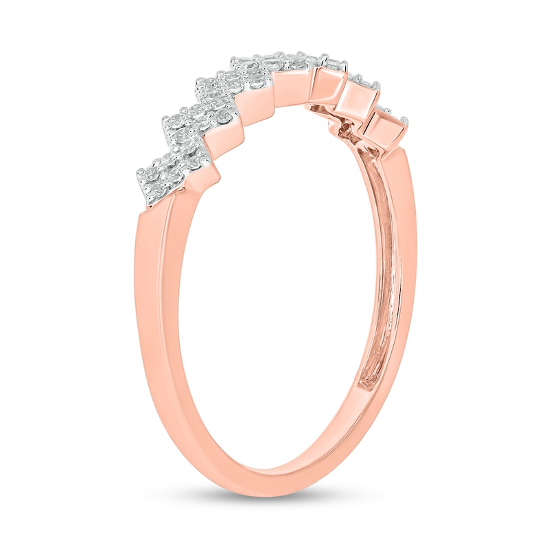 Main Image 2 of 1/6 CT. T.W. Diamond Zig-Zag Stackable Band in 10K Rose Gold