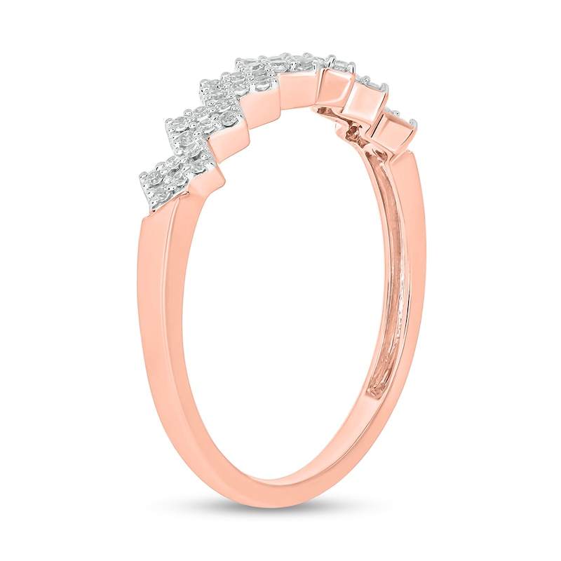 1/6 CT. T.W. Diamond Zig-Zag Stackable Band in 10K Rose Gold