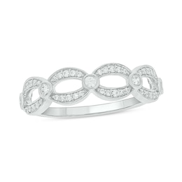 1/4 CT. T.W. Diamond Open Link Station Stackable Band in 10K White Gold