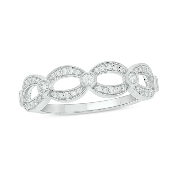 1/4 CT. T.w. Diamond Open Link Station Stackable Band in 10K White Gold