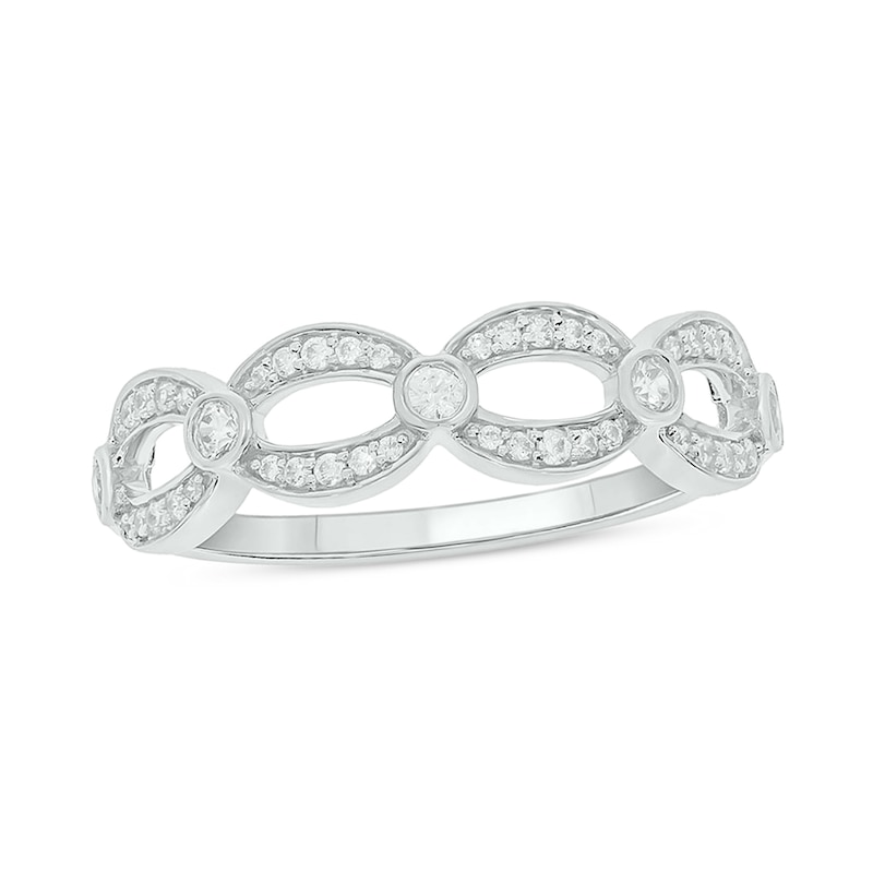 1/4 CT. T.W. Diamond Open Link Station Stackable Band in 10K White Gold