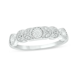 1/4 CT. T.W. Diamond Vintage-Style Floral Art Deco Stackable Band in Sterling Silver