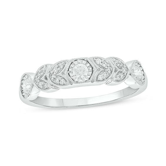 1/4 CT. T.w. Diamond Vintage-Style Floral Art Deco Stackable Band in Sterling Silver