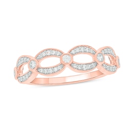 1/4 CT. T.W. Diamond Open Link Station Stackable Band in 10K Rose Gold