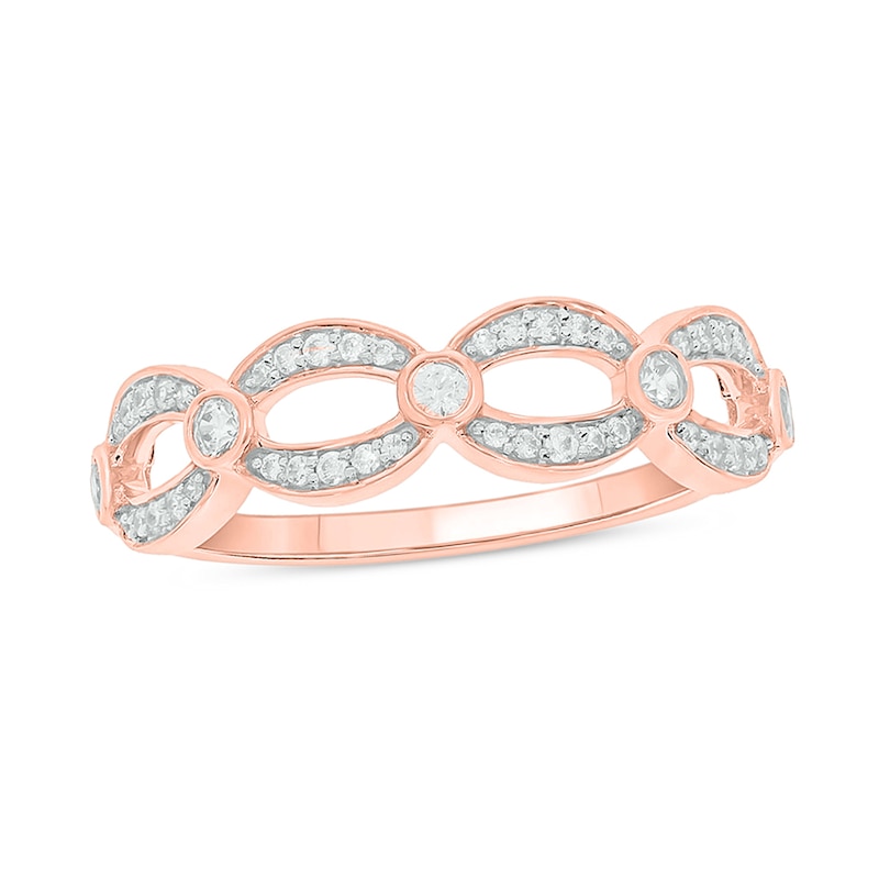 Main Image 1 of 1/4 CT. T.W. Diamond Open Link Station Stackable Band in 10K Rose Gold