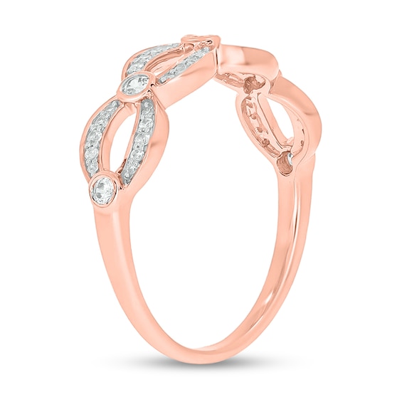 1/4 CT. T.w. Diamond Open Link Station Stackable Band in 10K Rose Gold