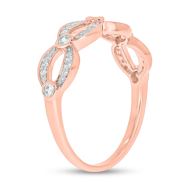 Main Image 2 of 1/4 CT. T.W. Diamond Open Link Station Stackable Band in 10K Rose Gold