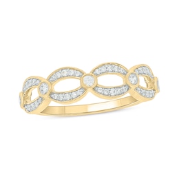 1/4 CT. T.W. Diamond Open Link Station Stackable Band in 10K Gold