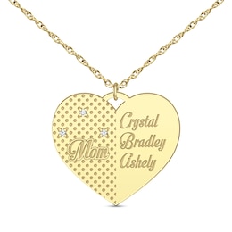 Diamond Accent "Mom" Engravable Heart Pendant (1-4 Lines)