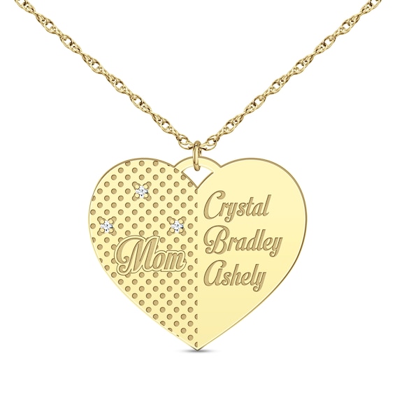 Diamond Accent Mom Engravable Heart Pendant (1-4 Lines)