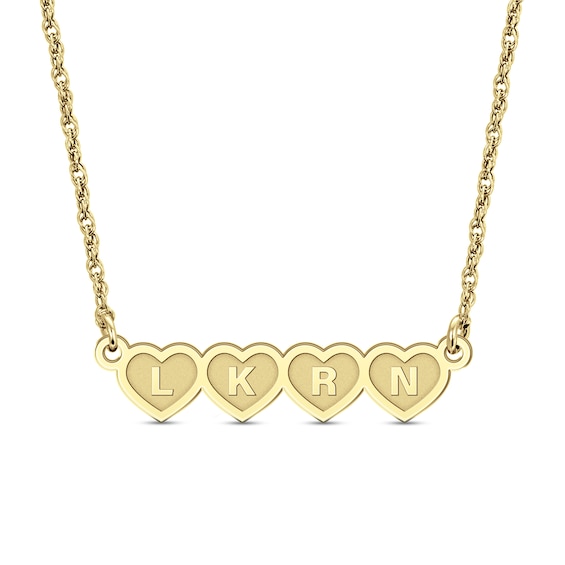 Engravable Hearts Bar Necklace (1 Line)