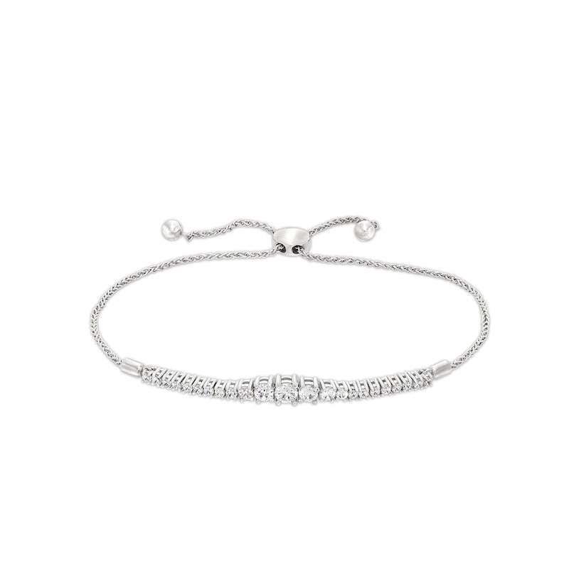 Main Image 1 of 1 CT. T.W. Certified Lab-Grown Diamond Graduating Bolo Bracelet in 14K White Gold (F/SI2) - 9.5"