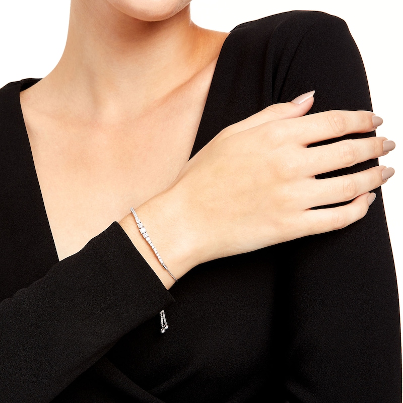 Main Image 2 of 1 CT. T.W. Certified Lab-Grown Diamond Graduating Bolo Bracelet in 14K White Gold (F/SI2) - 9.5"