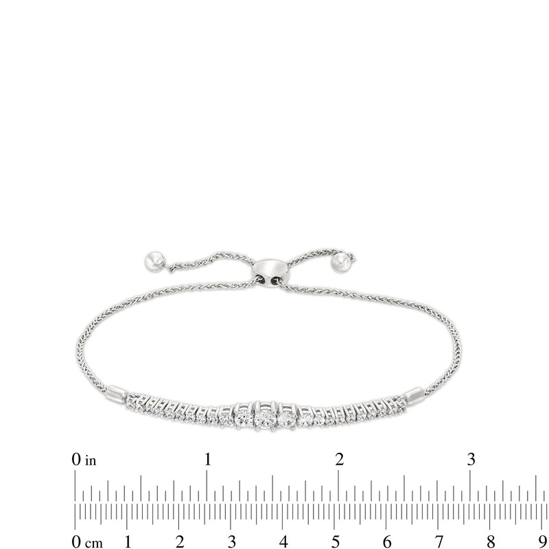 Main Image 3 of 1 CT. T.W. Certified Lab-Grown Diamond Graduating Bolo Bracelet in 14K White Gold (F/SI2) - 9.5"