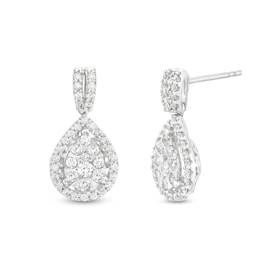 1 CT. T.w. Pear Multi-Diamond Drop Earrings in 10K White Gold