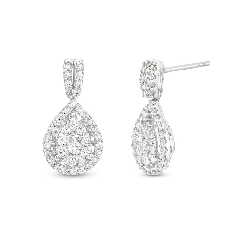 Main Image 1 of 1 CT. T.W. Pear Multi-Diamond Drop Earrings in 10K White Gold