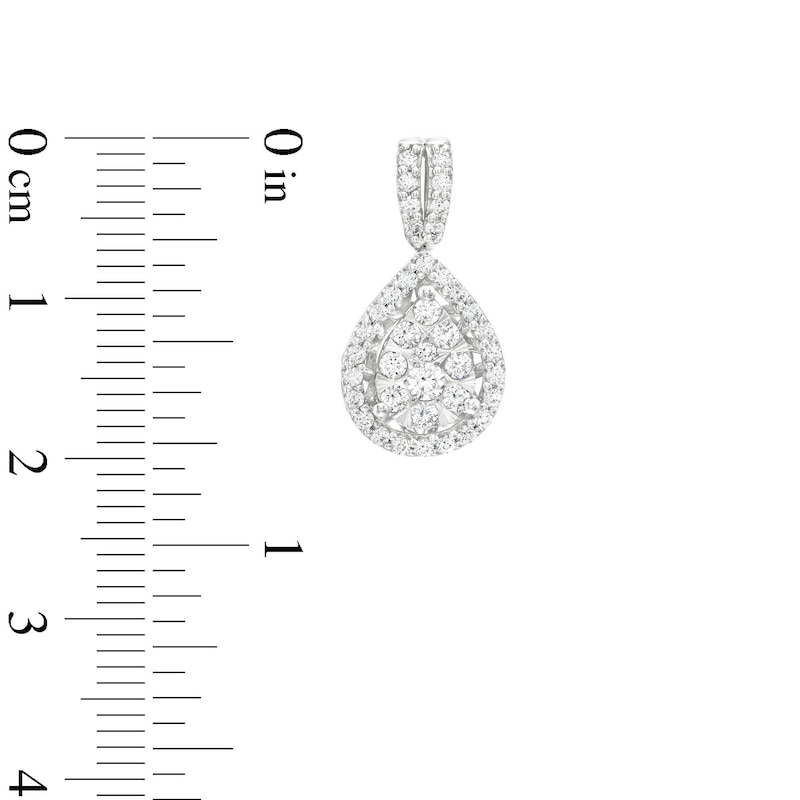 Main Image 2 of 1 CT. T.W. Pear Multi-Diamond Drop Earrings in 10K White Gold