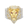 Thumbnail Image 1 of 1 CT. T.W. Diamond and Lab-Created Ruby Lion Ring in 10K Gold