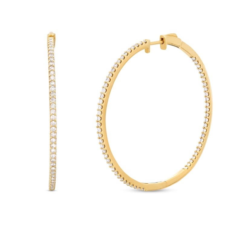 Main Image 1 of 2 CT. T.W. Diamond Inside-Out Hoop Earrings in 10K Gold