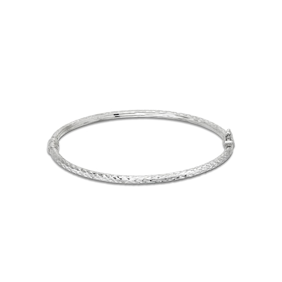 Oro Diamanteâ¢ Diamond-Cut Bangle in Hollow 14K White Gold