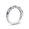 Thumbnail Image 3 of Vera Wang Love Collection 3/8 CT. T.W. Diamond and Blue Sapphire Stacked Band in 14K White Gold