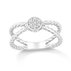 Thumbnail Image 1 of 1/10 CT. T.W. Multi-Diamond Single Orbit Rope Shank Ring in 10K White Gold