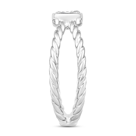 1/10 CT. T.w. Multi-Diamond Single Orbit Rope Shank Ring in 10K White Gold