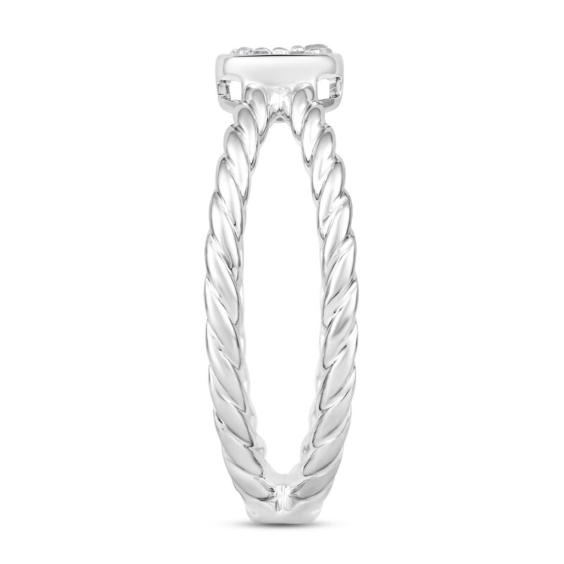 Main Image 2 of 1/10 CT. T.W. Multi-Diamond Single Orbit Rope Shank Ring in 10K White Gold