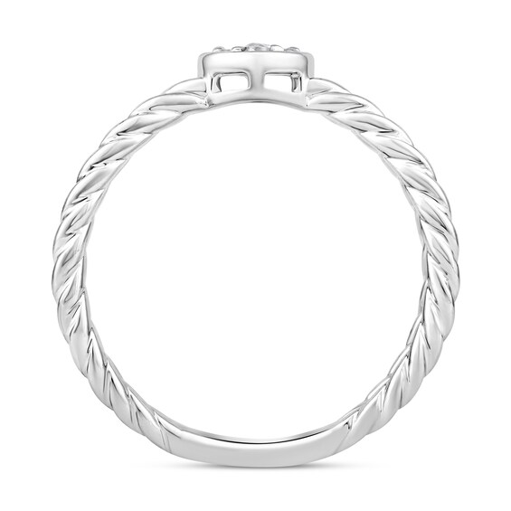 1/10 CT. T.w. Multi-Diamond Single Orbit Rope Shank Ring in 10K White Gold