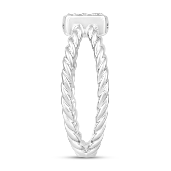1/6 CT. T.w. Cushion Multi-Diamond Single Orbit Rope Shank Ring in 10K White Gold