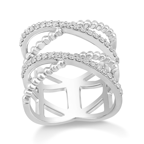 1/2 CT. T.w. Diamond Stacked Orbit Ring in 10K White Gold