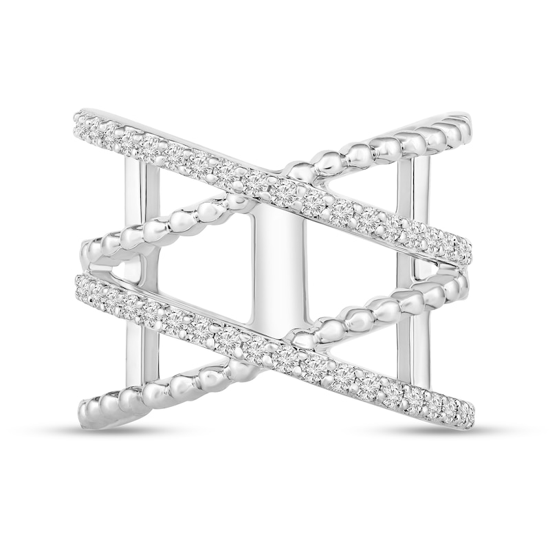 Main Image 4 of 1/2 CT. T.W. Diamond Stacked Orbit Ring in 10K White Gold