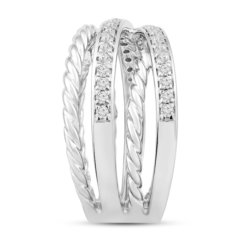 Main Image 2 of 3/8 CT. T.W. Diamond Layered Rope Shank Ring in 10K White Gold