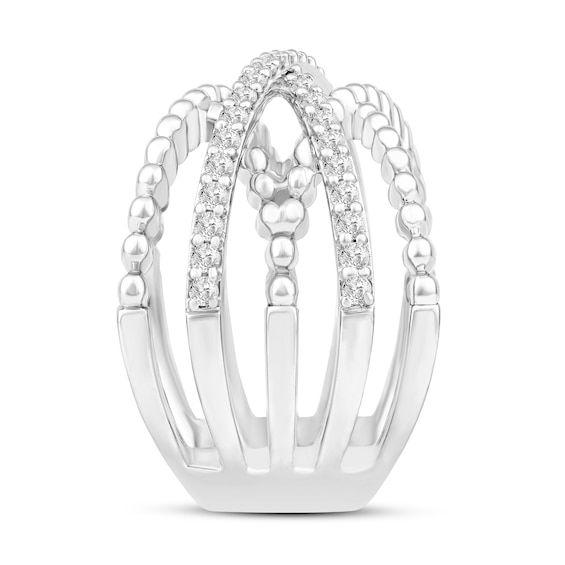 1/2 CT. T.w. Diamond Layered Bead Shank Ring in 10K White Gold