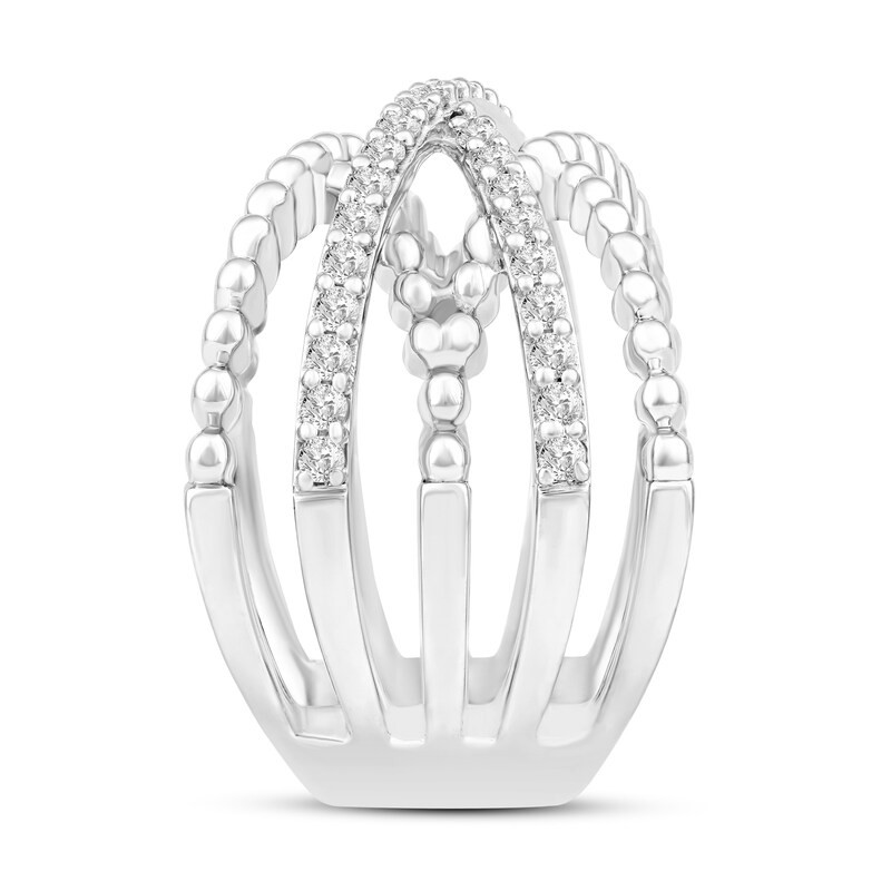 Main Image 2 of 1/2 CT. T.W. Diamond Layered Bead Shank Ring in 10K White Gold