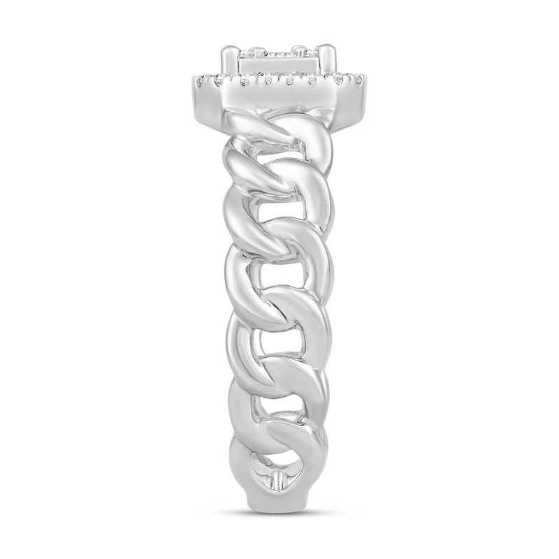 Main Image 2 of 1/4 CT. T.W. Emerald Multi-Diamond Curb Chain Ring in 10K White Gold