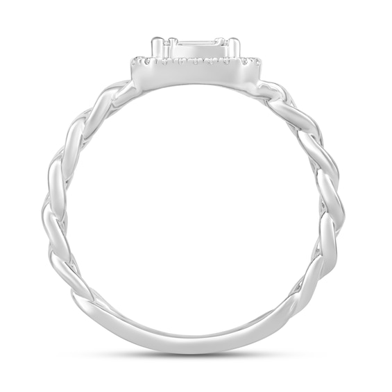 1/4 CT. T.w. Emerald Multi-Diamond Curb Chain Ring in 10K White Gold