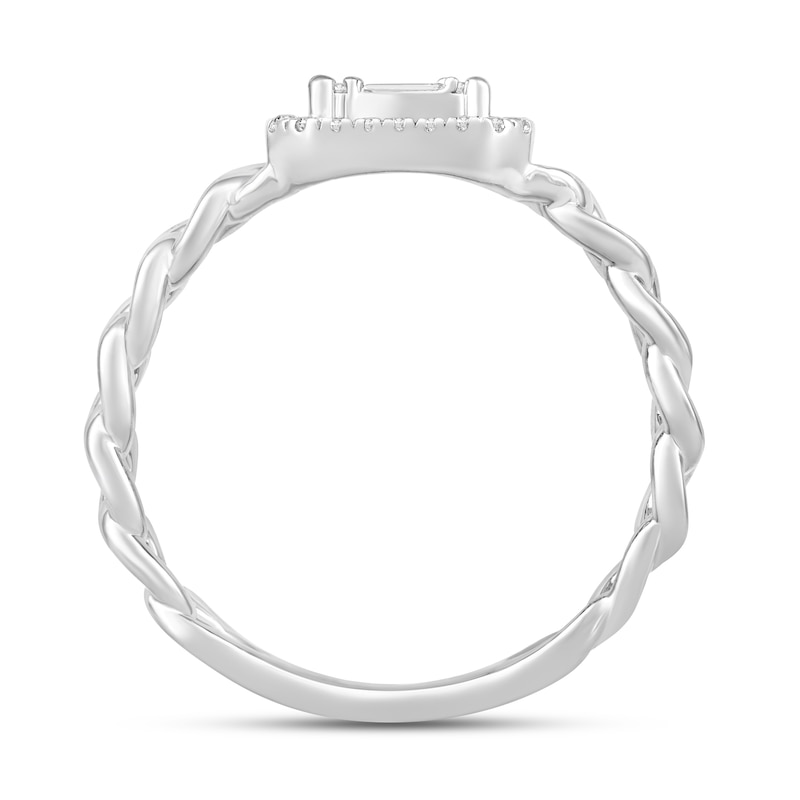 Main Image 3 of 1/4 CT. T.W. Emerald Multi-Diamond Curb Chain Ring in 10K White Gold