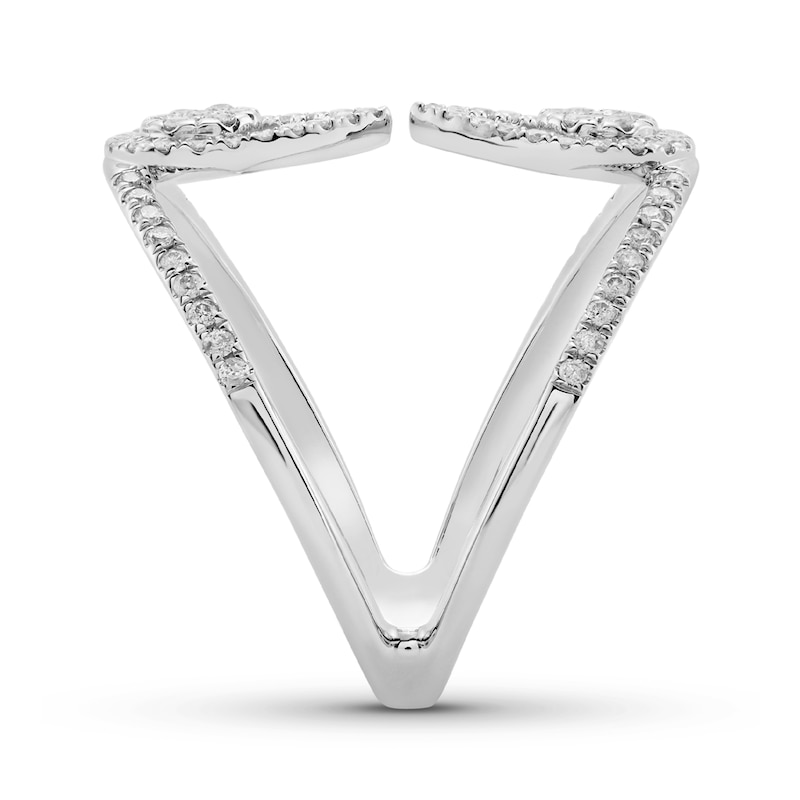 Main Image 2 of 1/2 CT. T.W. Multi-Diamond Mirrored Teardrop Open Shank Ring in 10K White Gold