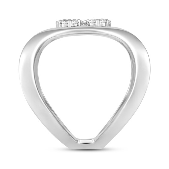 1/8 CT. T.w. Multi-Diamond Linear Flowers Open Shank Ring in 10K White Gold