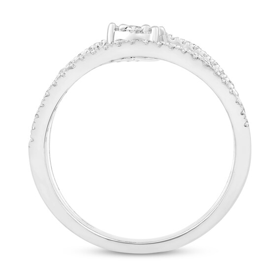1/2 CT. T.w. Multi-Diamond Spiral Open Shank Ring in 10K White Gold