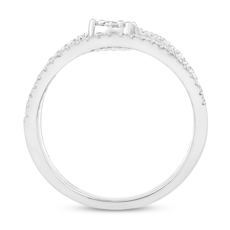 Main Image 3 of 1/2 CT. T.W. Multi-Diamond Spiral Open Shank Ring in 10K White Gold
